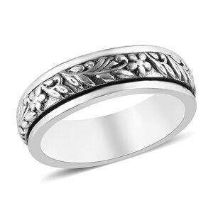Sterling Silver Floral Spinner Ring 4.50 Grams